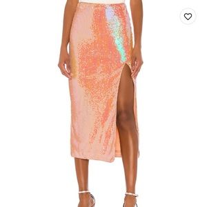 Spring of Style Brielle Sequin Midi Skirt in Peach